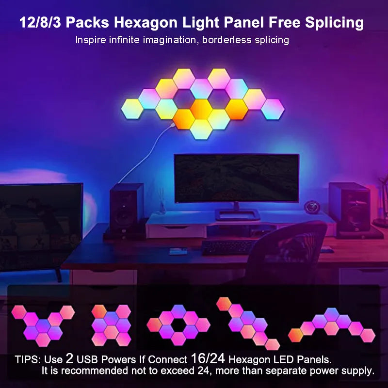 Buy LED RGB hexagon wall lights online