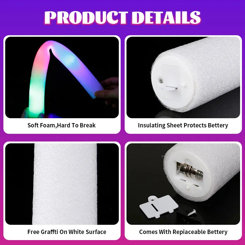 Product details for LED foam glow sticks