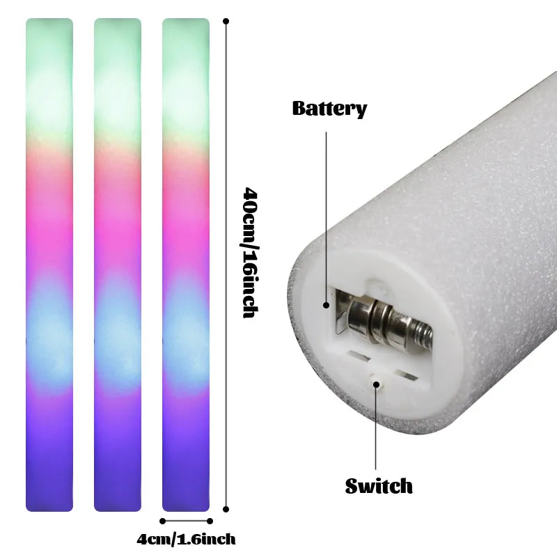 Battery operated LED foam glow sticks