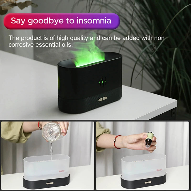 Buy Black LED flame oil air humidifier and diffuser online