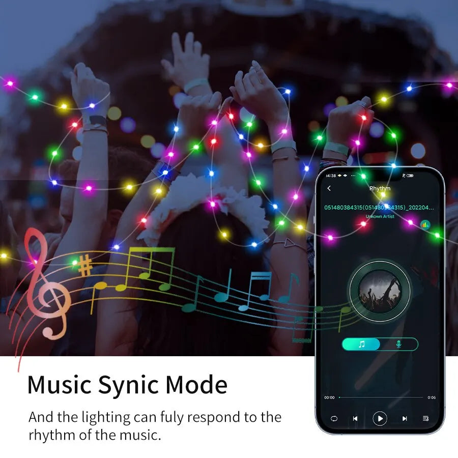 Music sync mode for LED lights